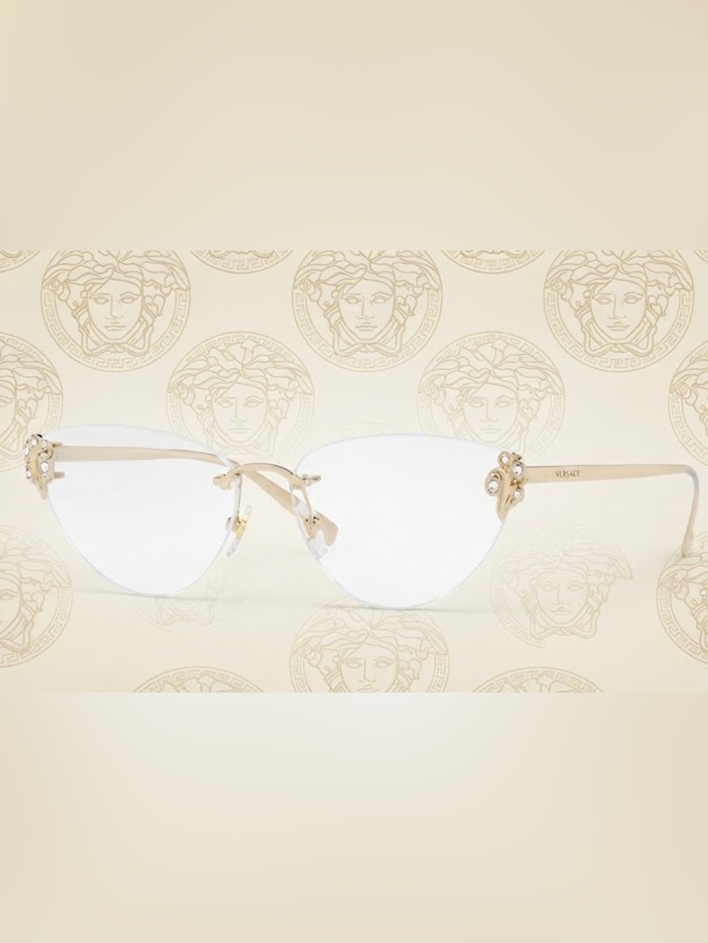 Authentic Versace light gold signature eyeglasses frames arm legs replacement